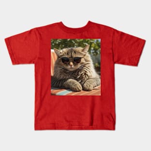 Cat Sun Lounger Pleasure Kids T-Shirt